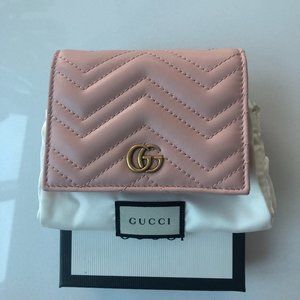 Pink GG Marmont card case wallet